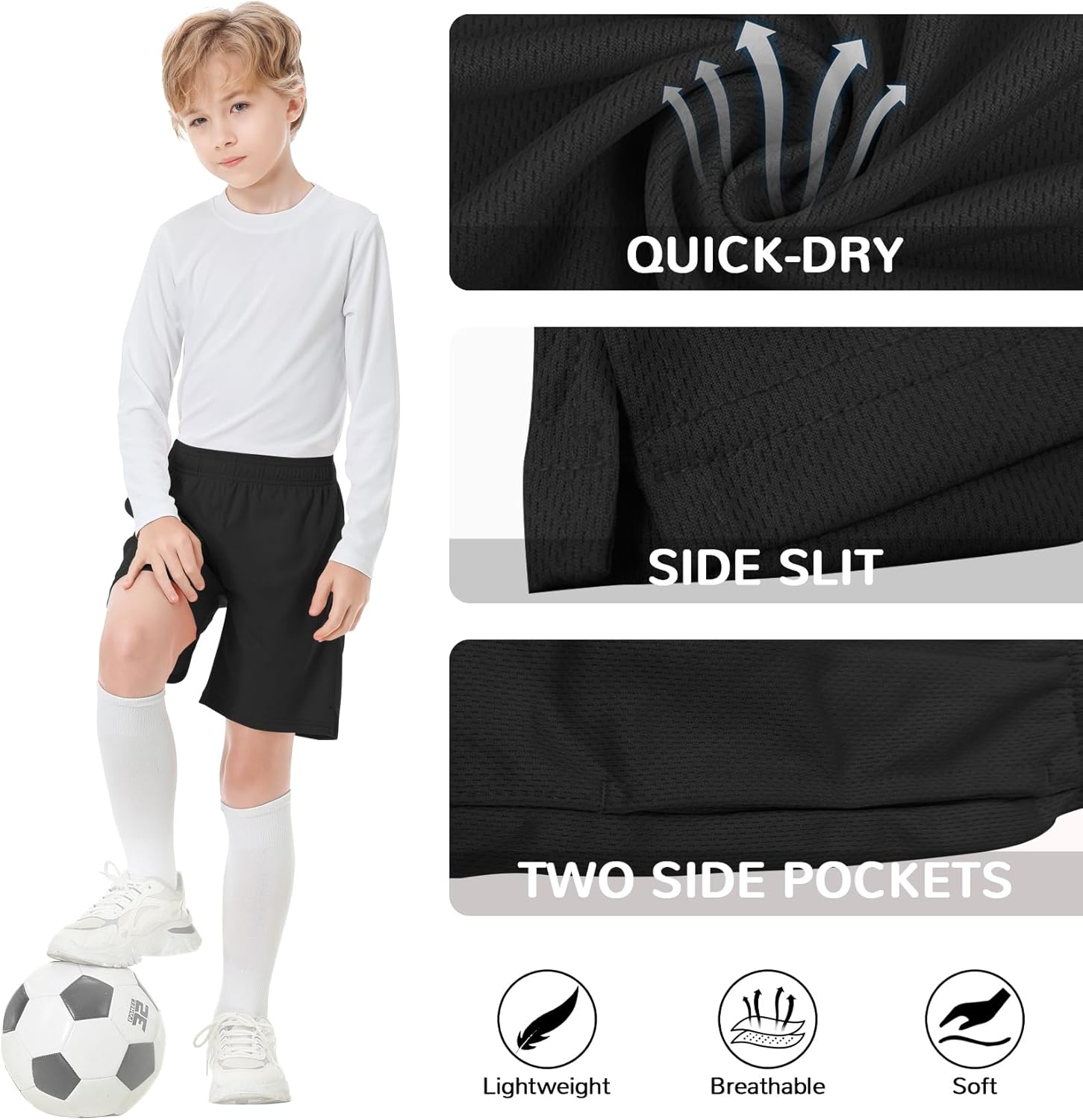 QBK Toddler to Youth Athletic Shorts for Boys and Girls Soccer Basketball Sports