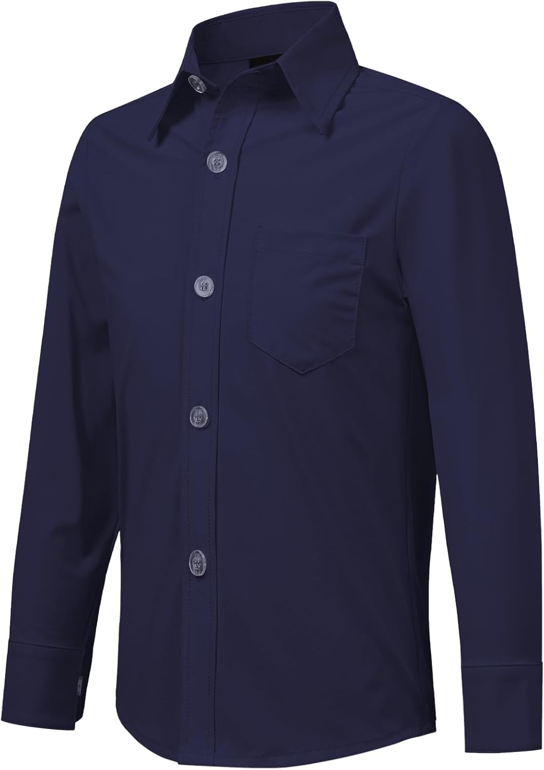 2T-16Y Boys' Stretch Long Sleeve Button Down Toddler Dress Shirt Wrinkle Free Oxford Uniform Shirt with Chest Pocket
