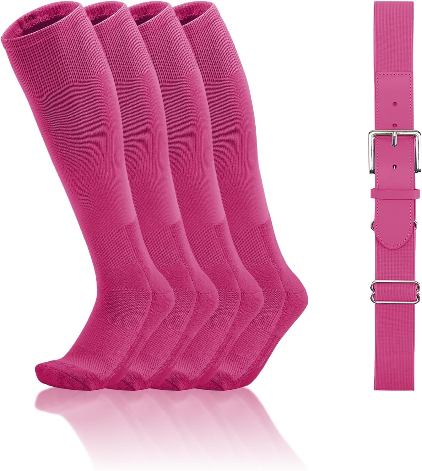 QBK Toddler Baseball Socks And Belt Youth Softball Tee Ball Combo Set for Boy Girl (2 Pairs of Socks & 1 Belt)