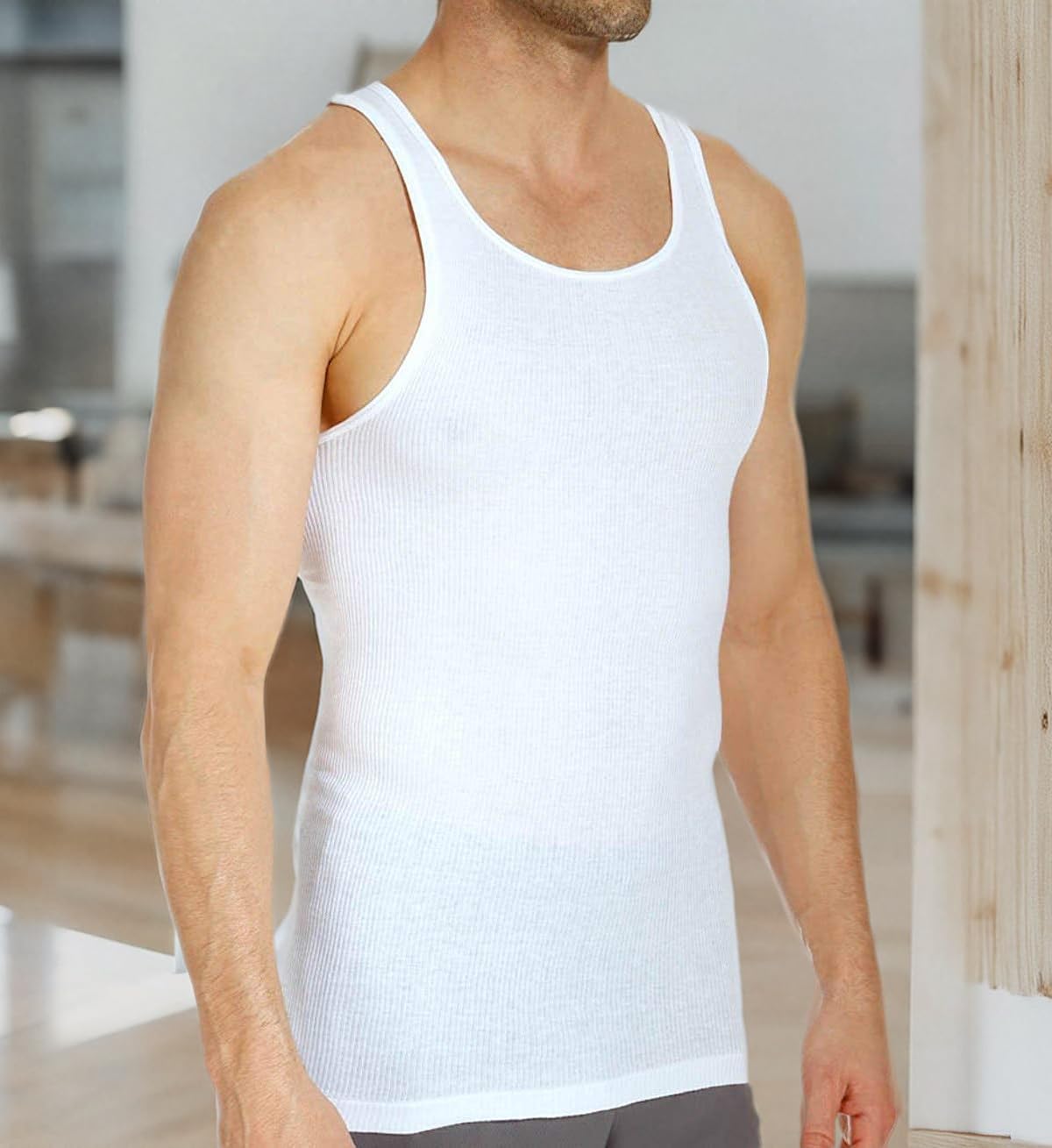 Stafford Men's Ultra Soft A-Shirts 100% Cotton White (Pack of 4)