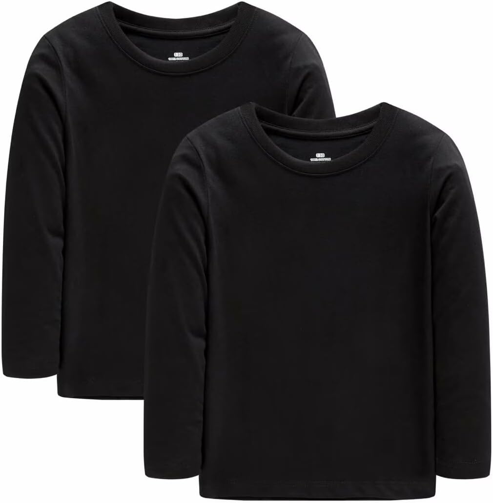 Huata 2 Packs Boys Girls T-Shirt Long Sleeve Crewneck Tee