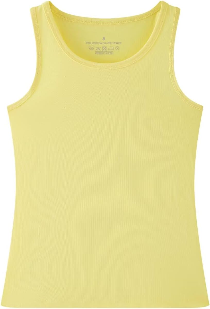 Huata Girls Tank Top 2 Packs Racerback Sleeveless Dance Athletic Shirt for Kids