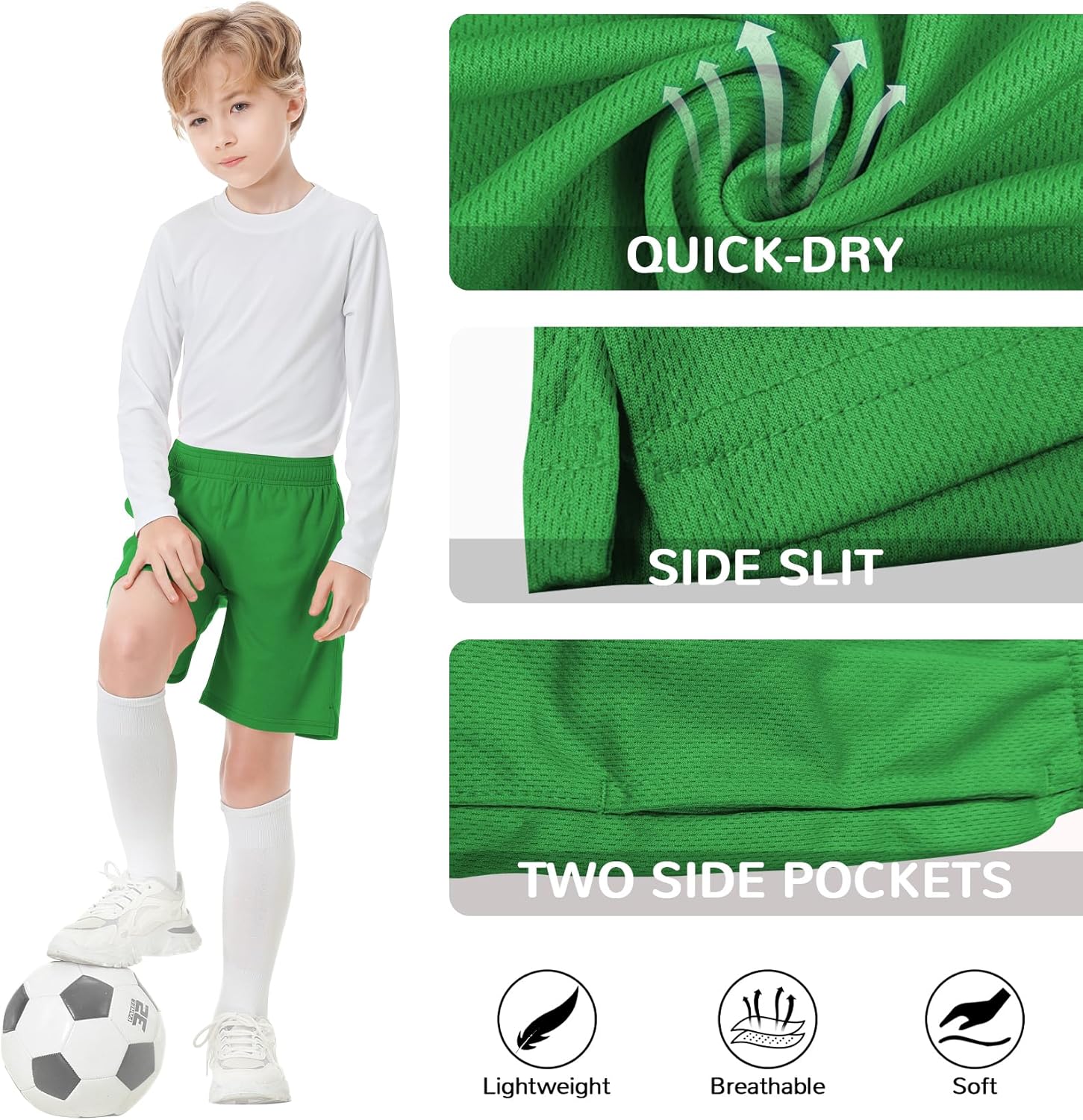 QBK Toddler to Youth Athletic Shorts for Boys and Girls Soccer Basketball Sports