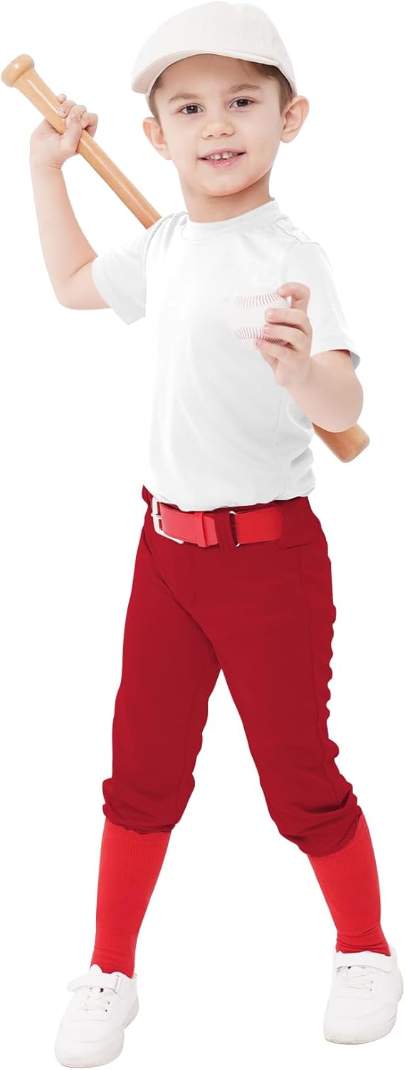 QBK 2T-17Y Toddler Baseball Pants Youth Softball Pants Kids Tee Ball Pants for Boy Girl