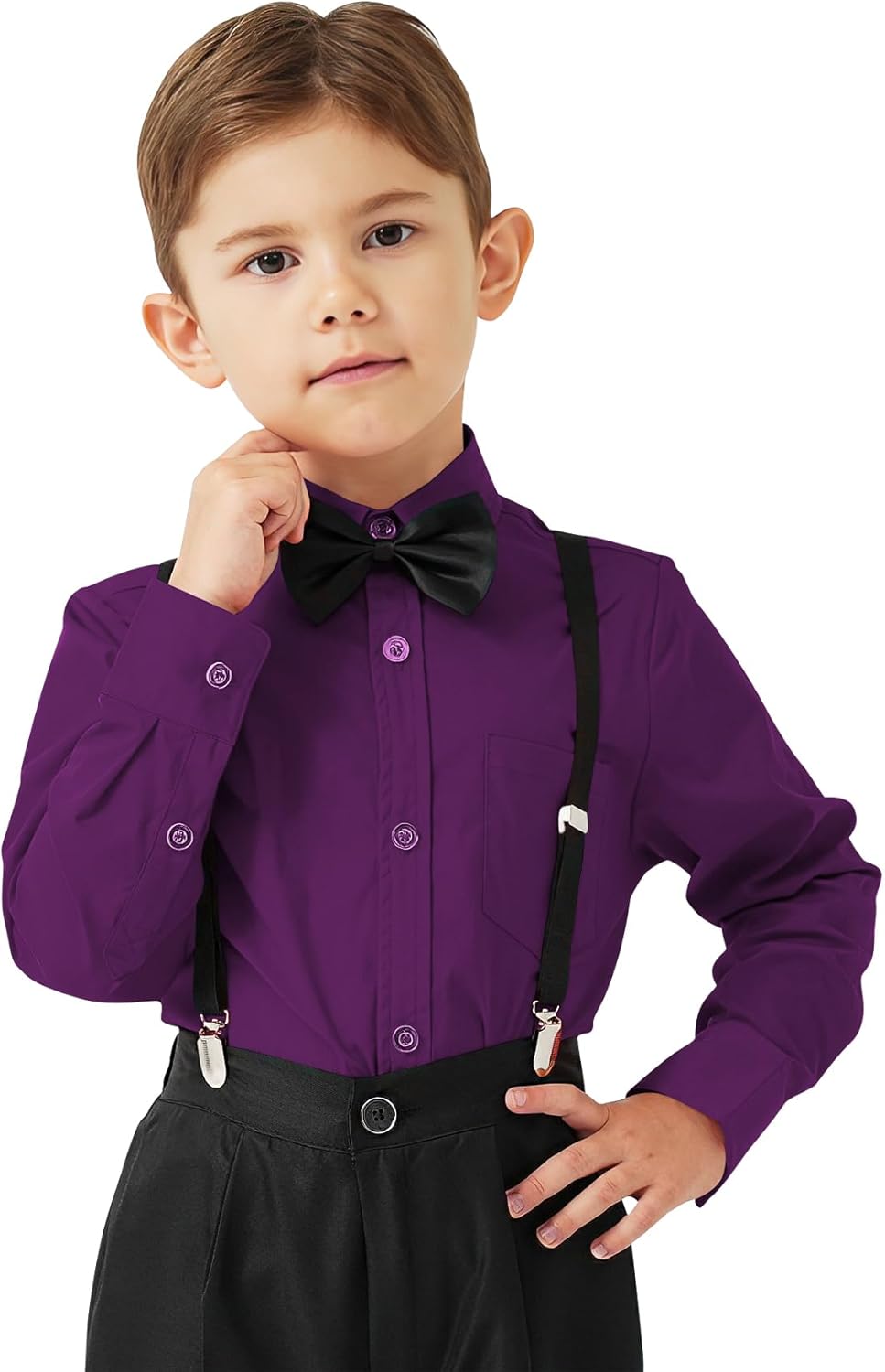 9 Month-16Y Boys' Long Sleeve Button Down Toddler Dress Shirt Oxford Uniform Shirt with Chest Pocket