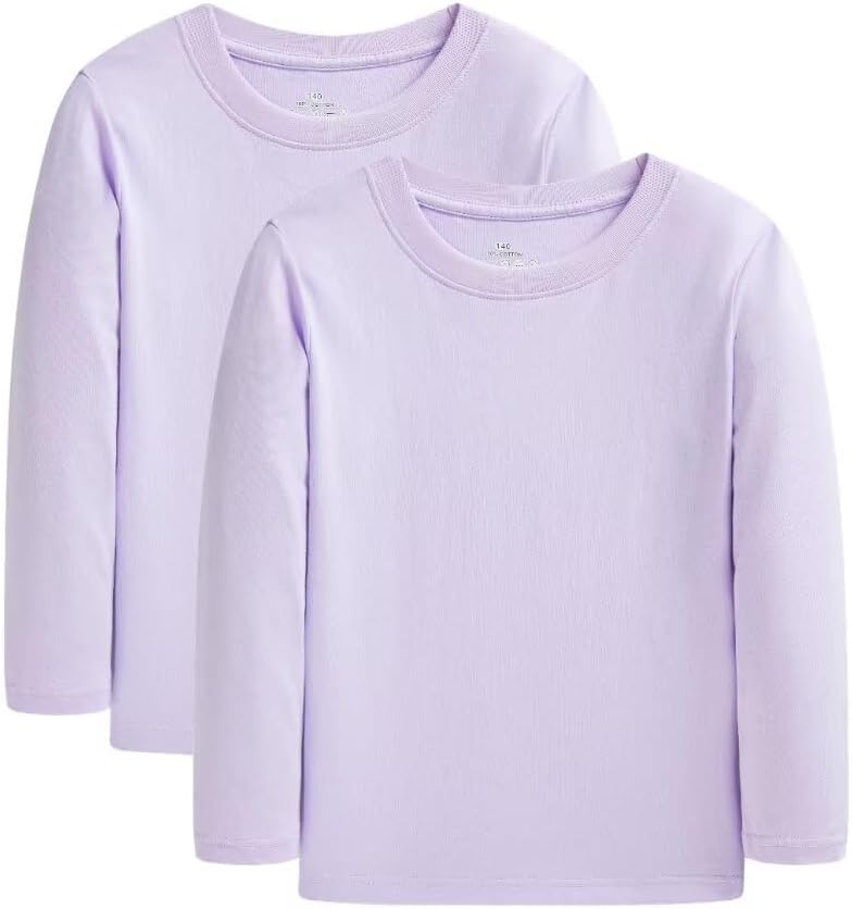 Huata 2 Packs Boys Girls T-Shirt Long Sleeve Crewneck Tee
