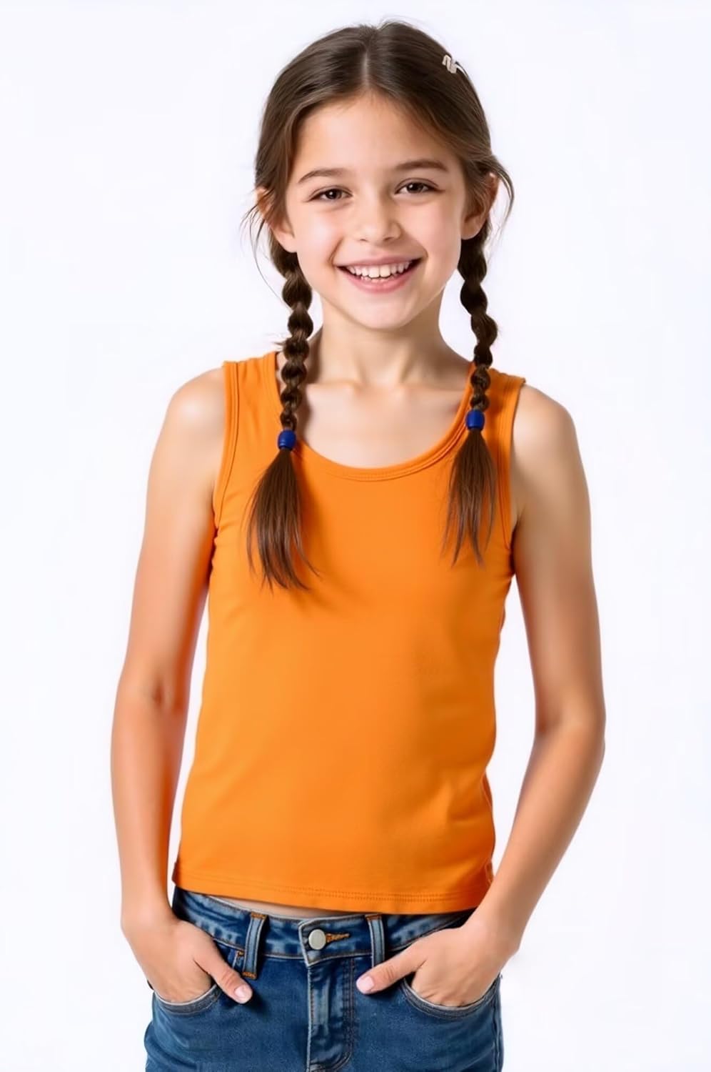 Huata Girls Tank Top 2 Packs Racerback Sleeveless Dance Athletic Shirt for Kids