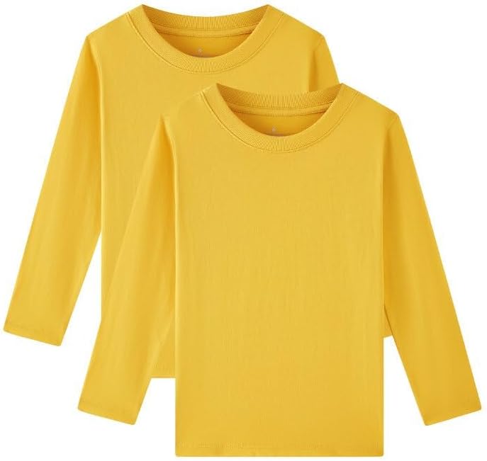 Huata Boys Girls Long Sleeve T-Shirt Unisex Crewneck Tee 2 Packs