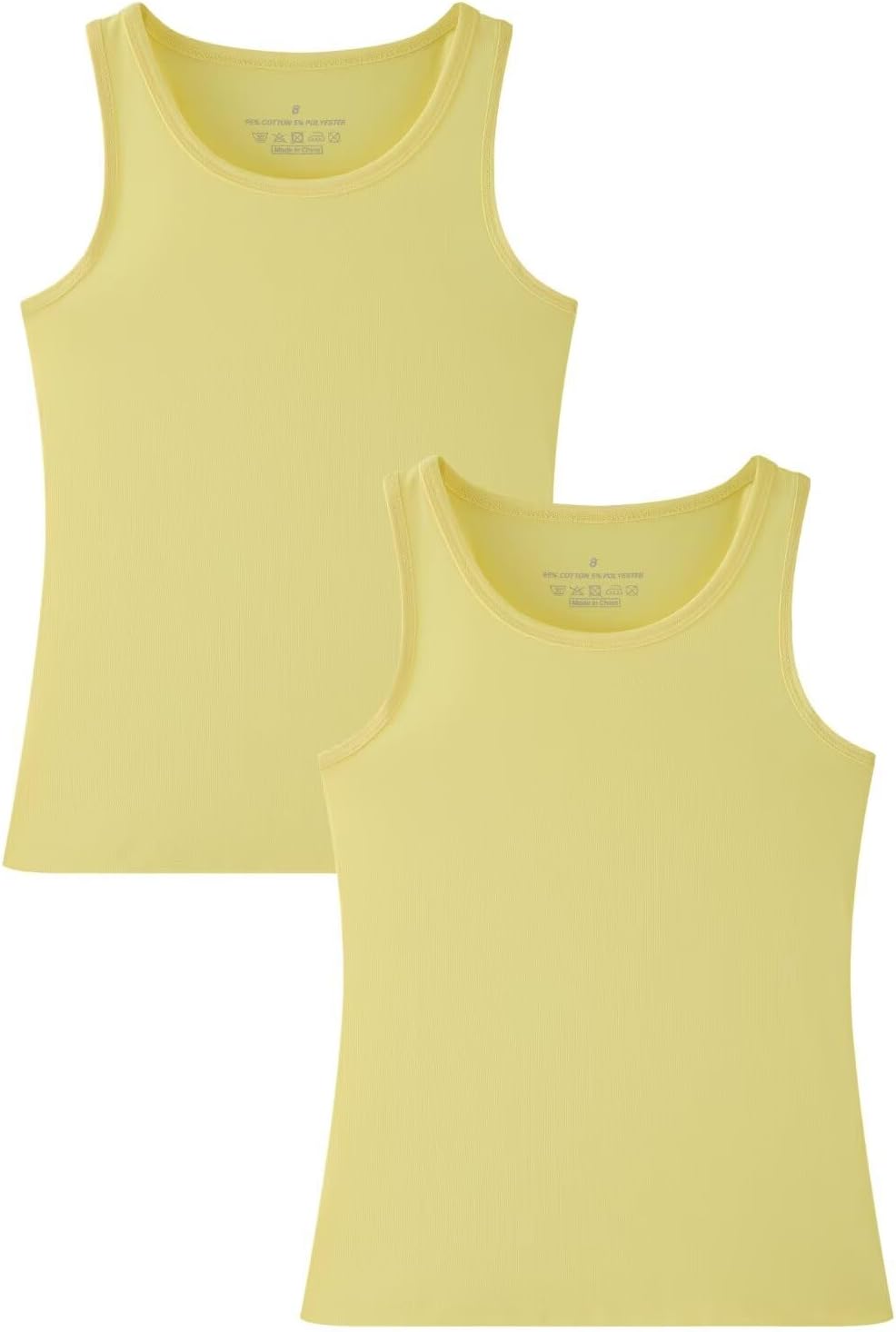 Huata Girls Tank Top 2 Packs Racerback Sleeveless Dance Athletic Shirt for Kids