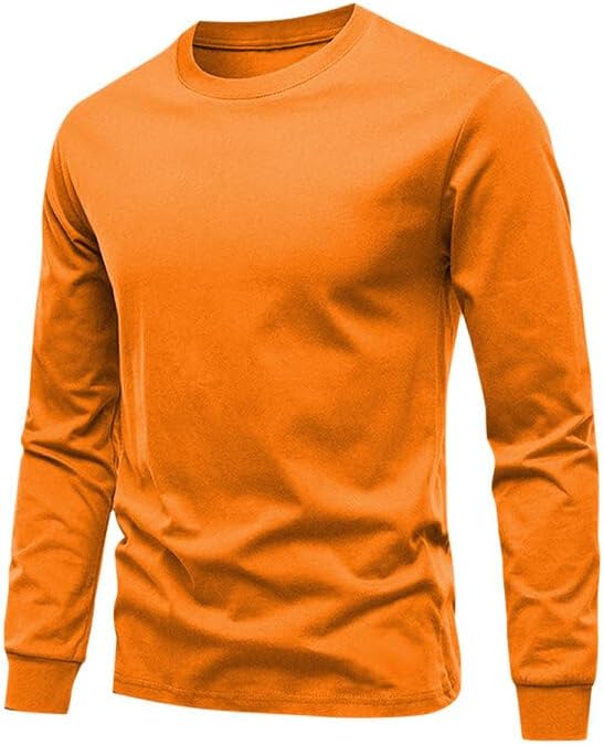 Huata Men's T-Shirt Long Sleeve Crewneck Cotton Tees