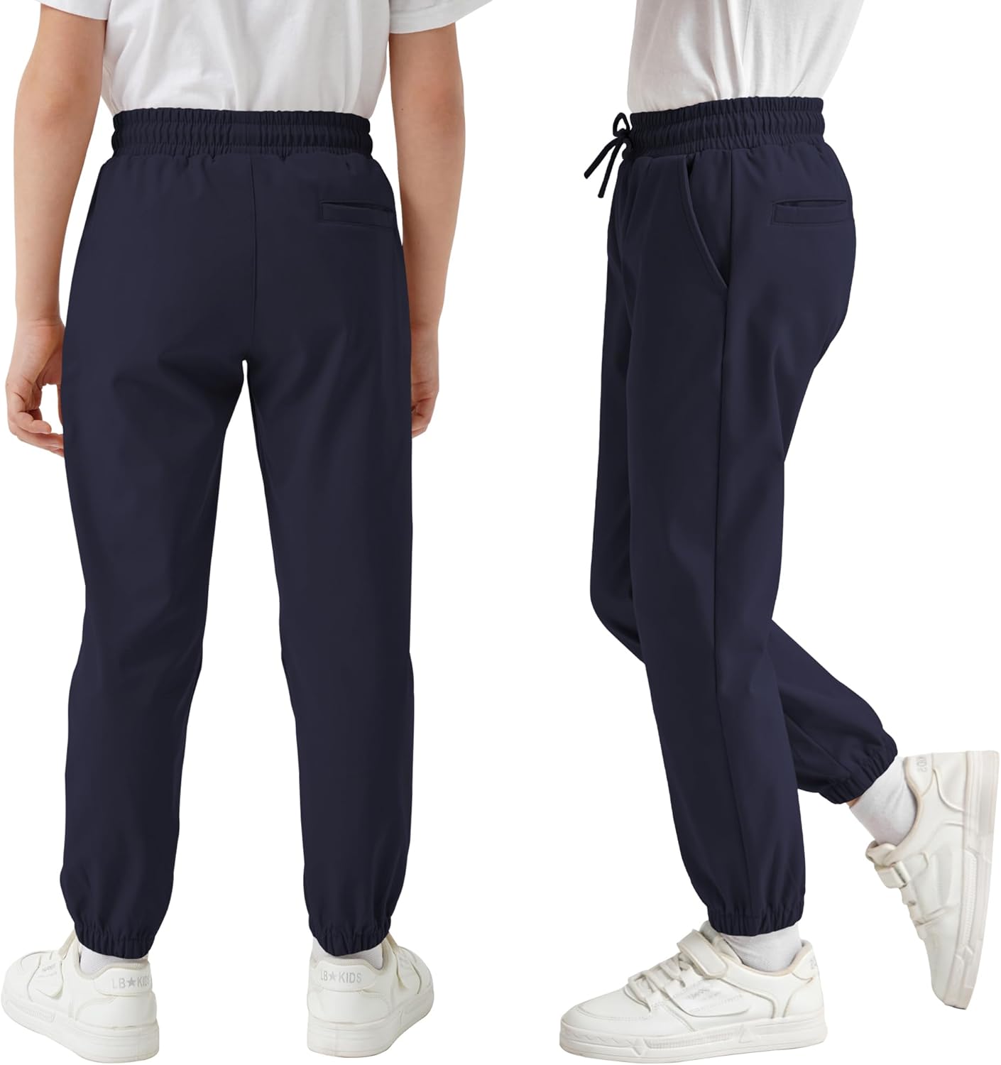 QBK School Joggers for Boys - Elastic Waist Dress Jogger Uniform Pants with Drawstring