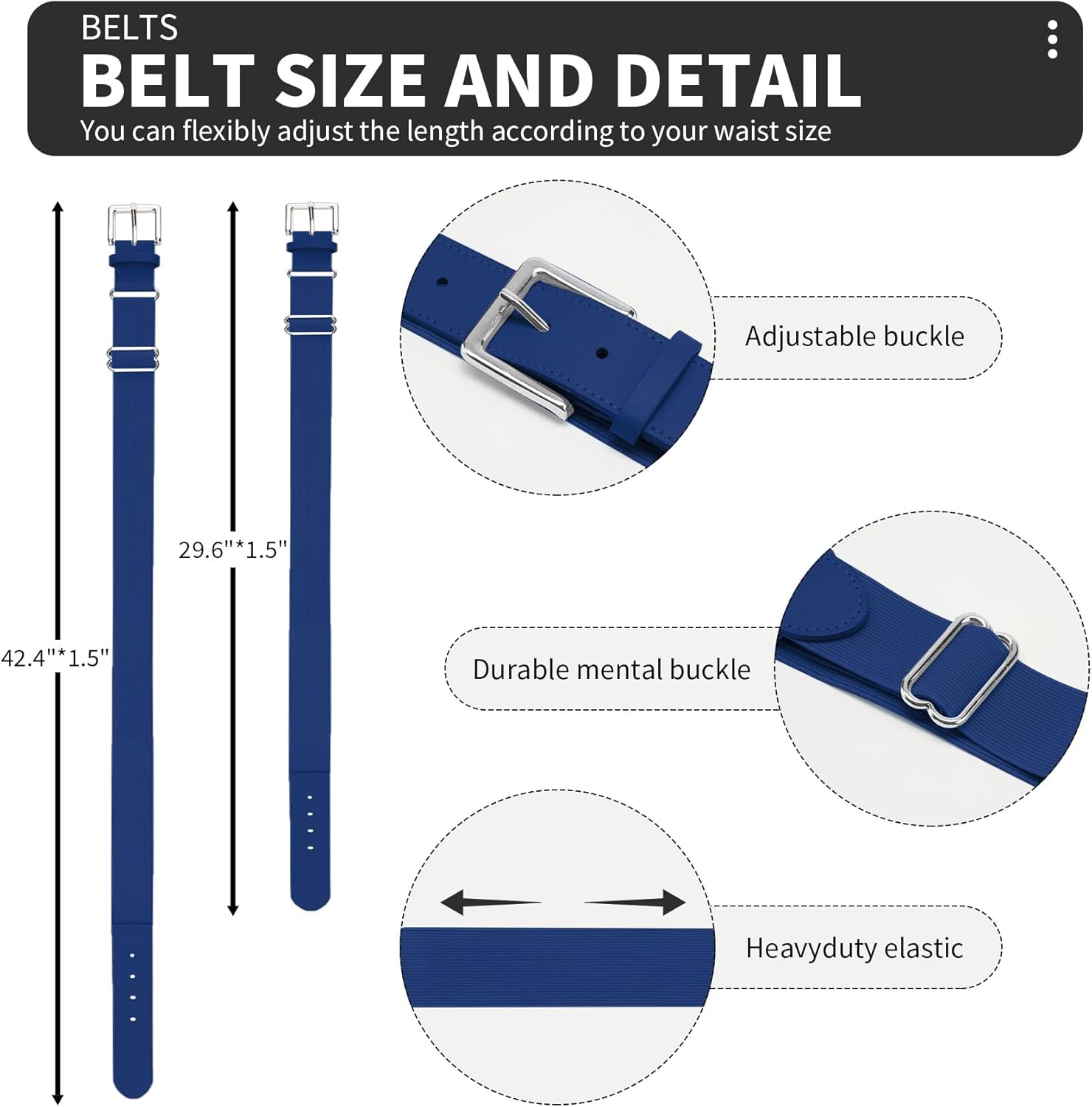 QBK Youth Baseball Socks & Belt Combo Set for Kids 2-16 Years -Softball/Tee Ball Accessories (1 Pair + 1 Belt, Unisex)