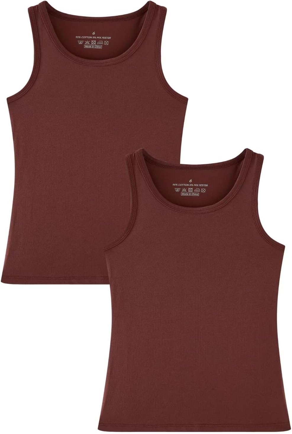 Huata Girls Tank Top 2 Packs Racerback Sleeveless Dance Athletic Shirt for Kids