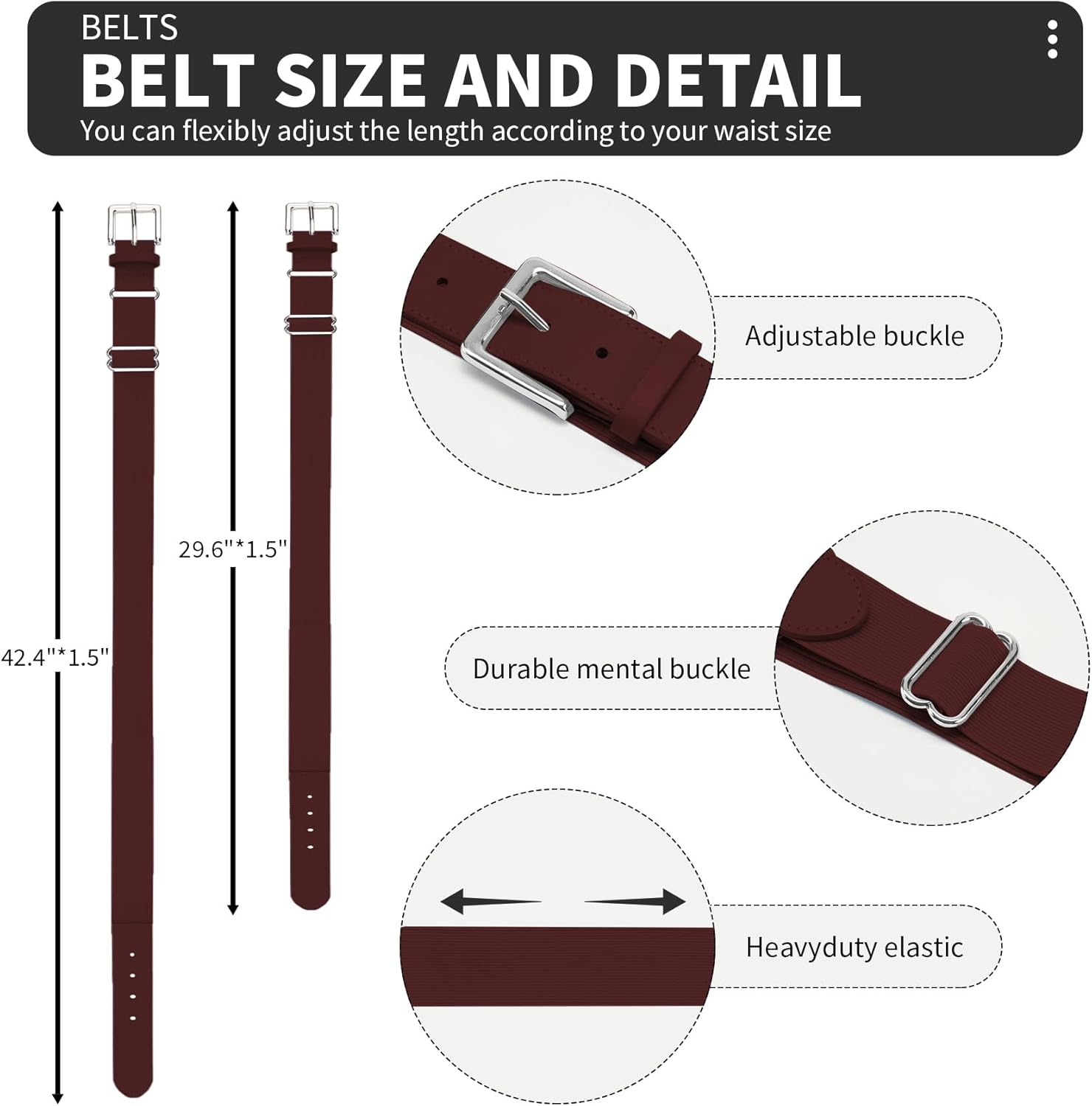 QBK Youth Baseball Socks & Belt Combo Set for Kids 2-16 Years -Softball/Tee Ball Accessories (1 Pair + 1 Belt, Unisex)
