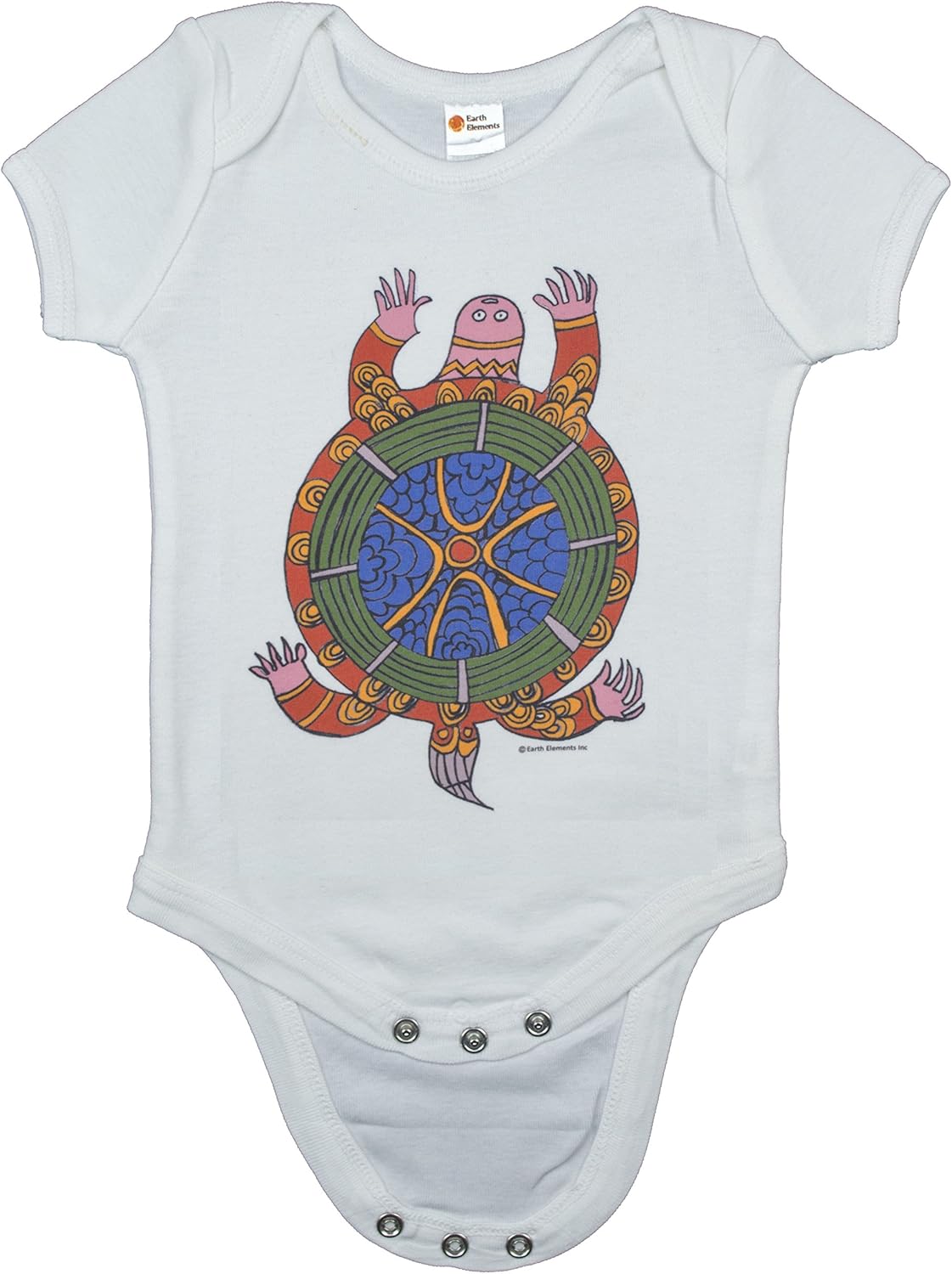 Earth Elements Baby Boys’ Short Sleeve Bodysuit - Ornamental Turtle