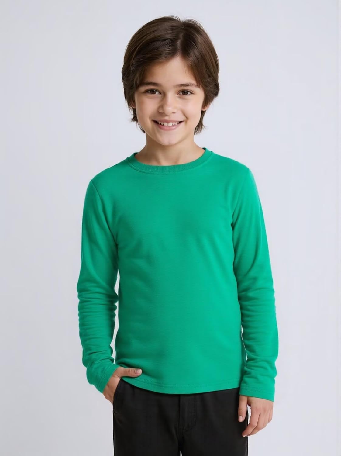 Huata 2 Packs Boys Girls T-Shirt Long Sleeve Crewneck Tee