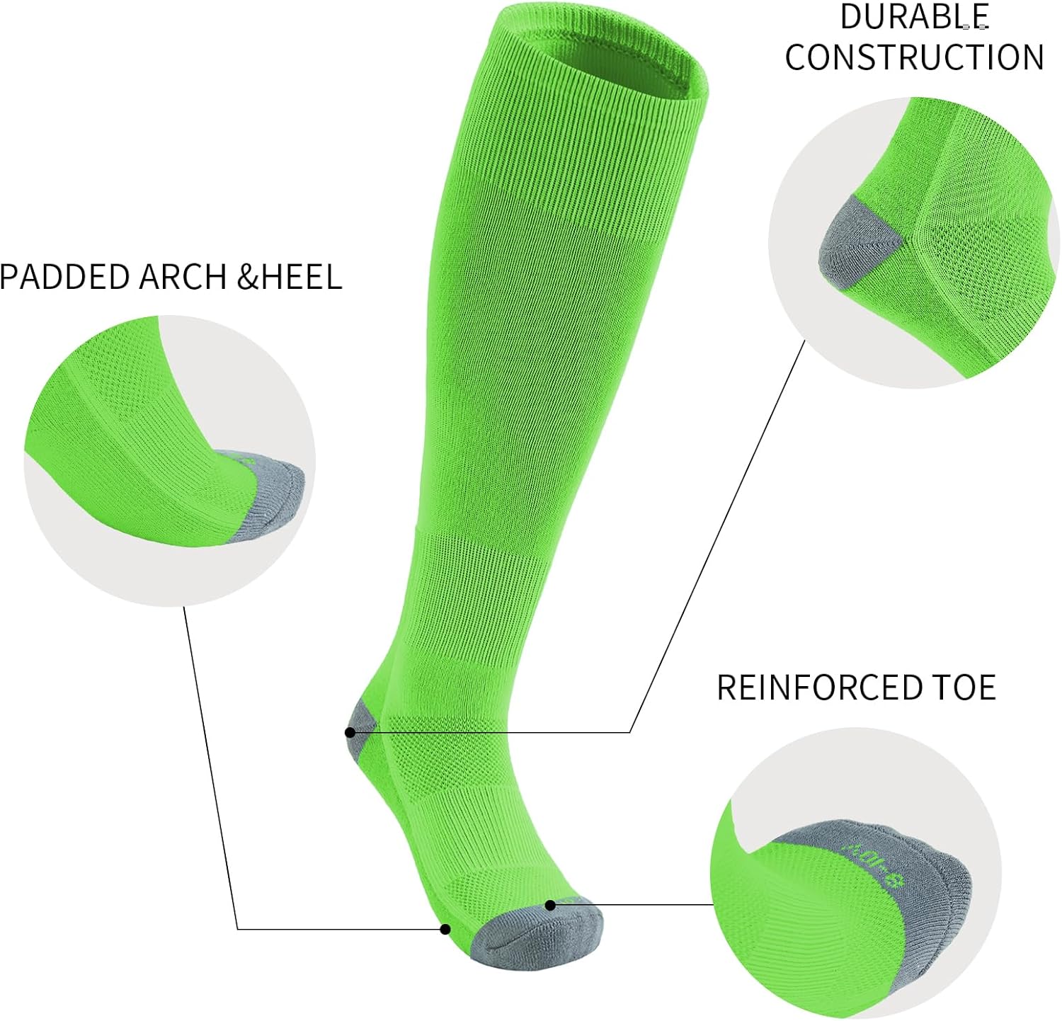 QBK Toddler Baseball Socks Youth Softball Tee Ball Kids Soccer Socks for Boy Girl 2 Pairs