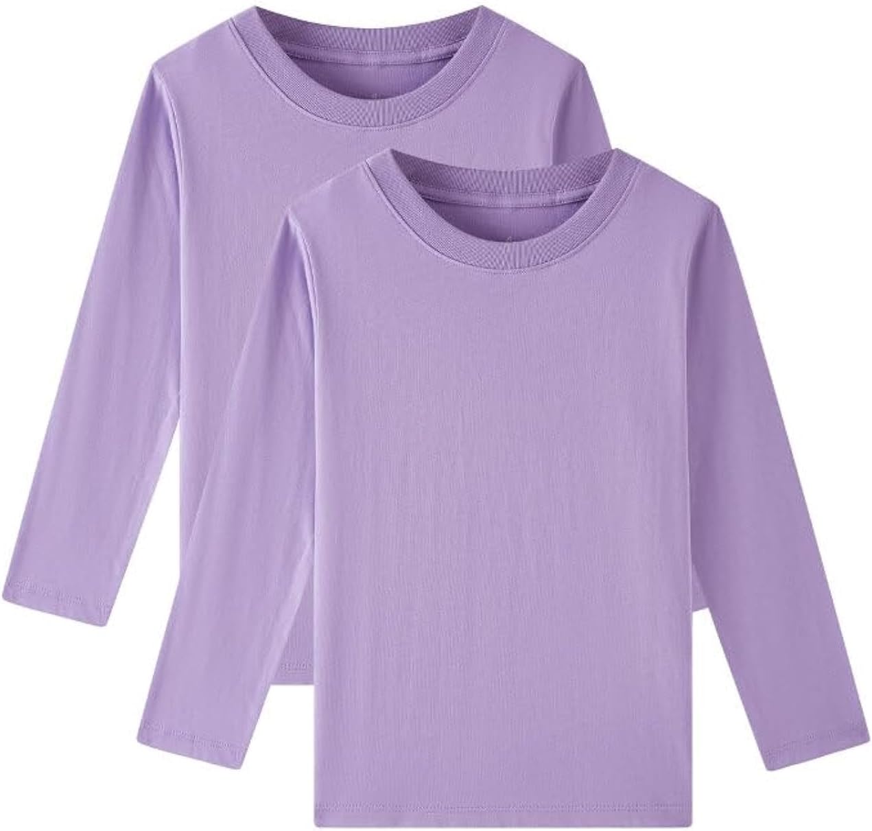 Huata Boys Girls Long Sleeve T-Shirt Unisex Crewneck Tee 2 Packs