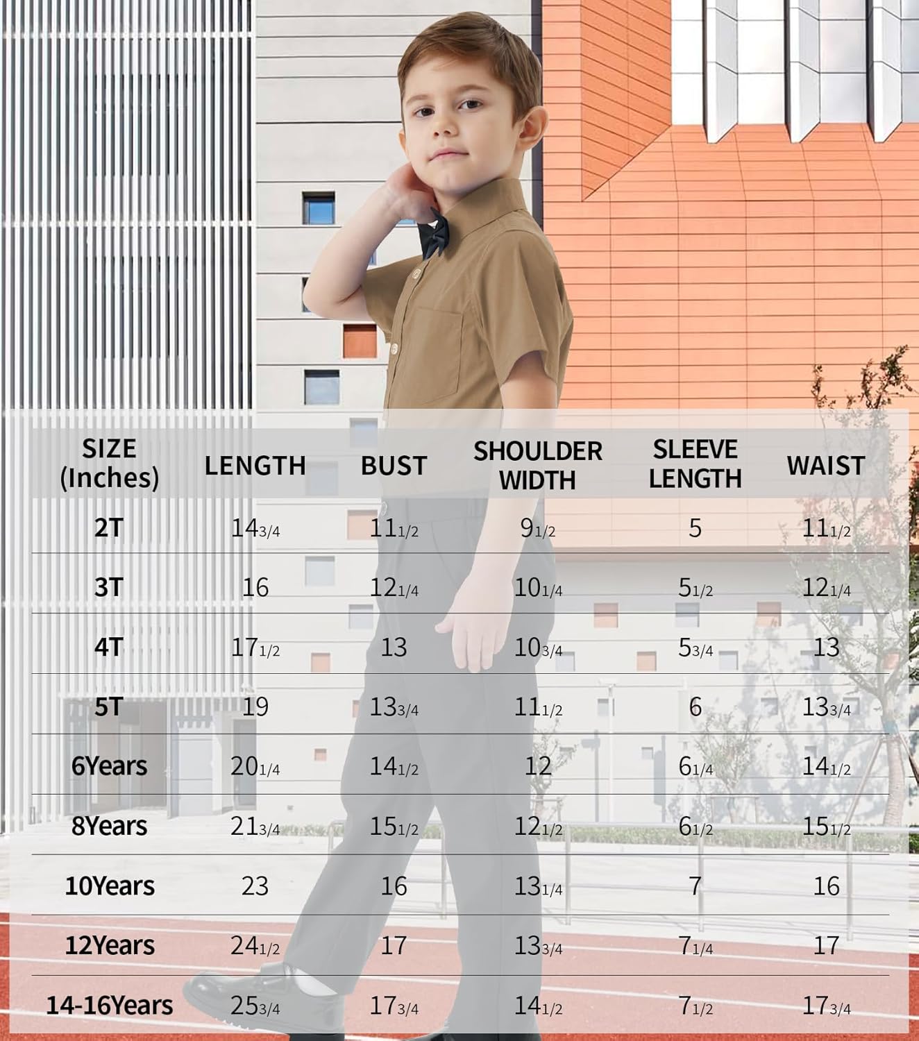 2T-16Y Boys' Short Sleeve Button Down Toddler Dress Shirt Oxford Uniform Shirt with Chest Pocket