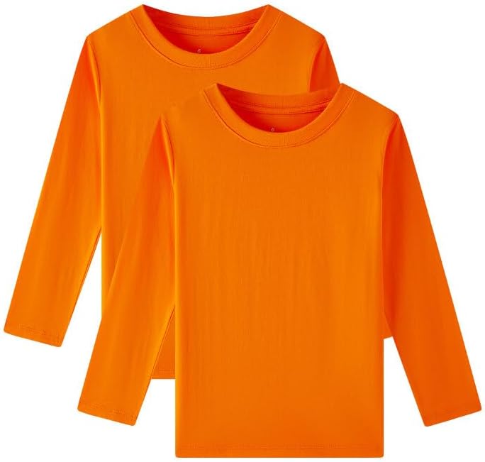 Huata Boys Girls Long Sleeve T-Shirt Unisex Crewneck Tee 2 Packs