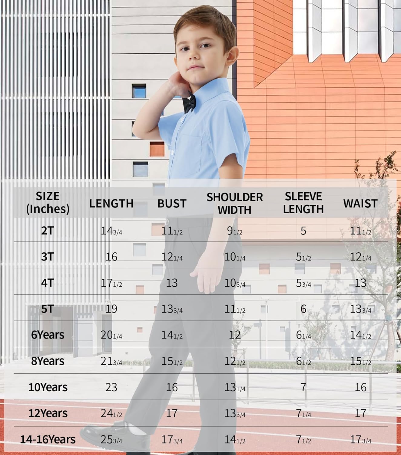 2T-16Y Boys' Short Sleeve Button Down Toddler Dress Shirt Oxford Uniform Shirt with Chest Pocket