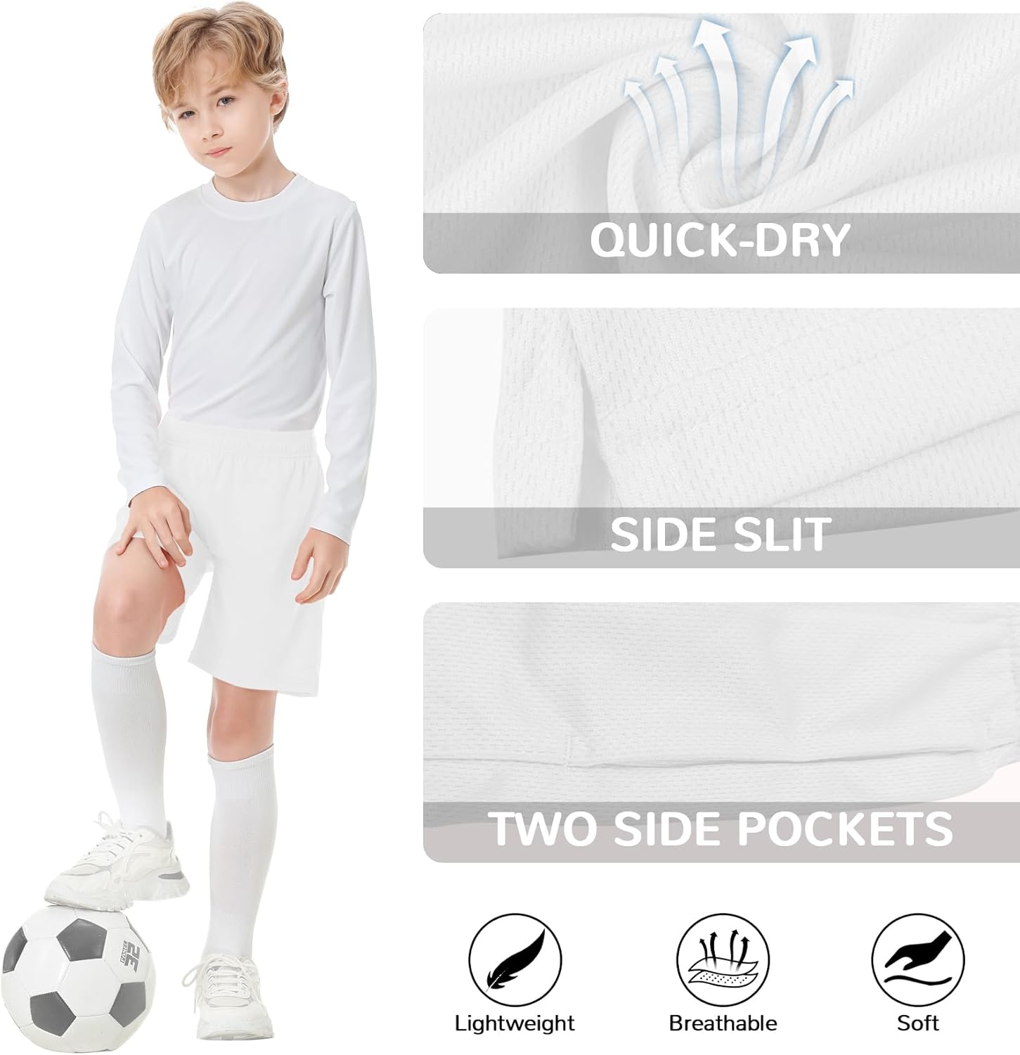 QBK Toddler to Youth Athletic Shorts for Boys and Girls Soccer Basketball Sports