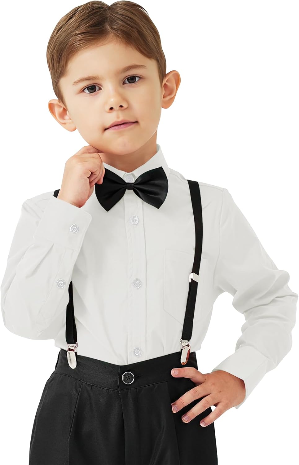 9 Month-16Y Boys' Long Sleeve Button Down Toddler Dress Shirt Oxford Uniform Shirt with Chest Pocket