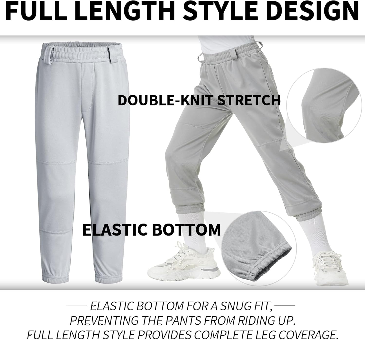 QBK 2T/3T/4T/5T to Youth Toddler Boys Baseball Pants Girl Softball Pants Kids Tee Ball Pants with Side Piping/Braid