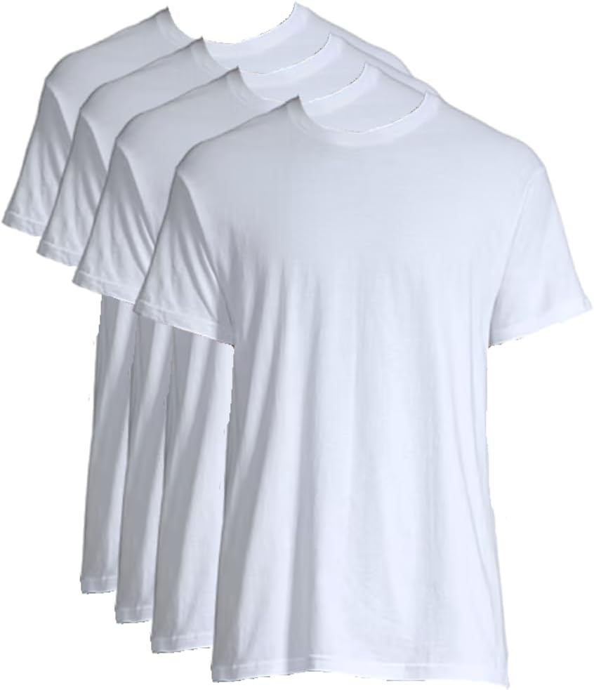 Stafford 4-Pack Men's XXL Crewneck T-Shirts, White, Soft 100% Cotton Plain Undershirts, Stay Tucked, Breathable, Tagless, 2XL Crew Necks Multipack, Casual Fit