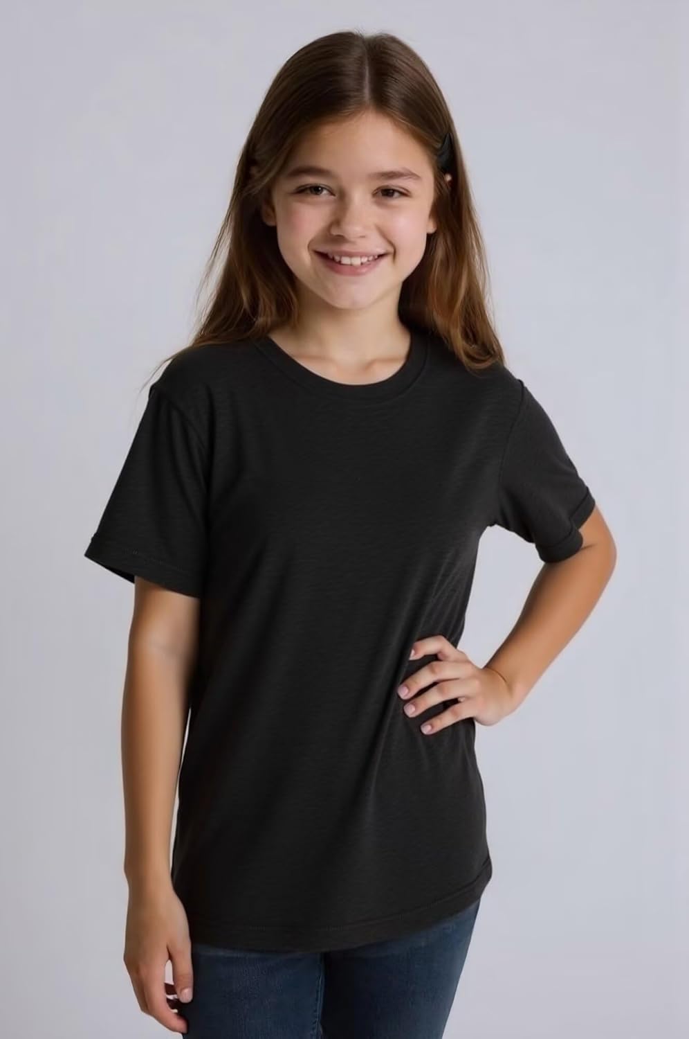 Huata Boys Girls T-Shirt Basic Basic Short Sleeve Crewneck Girls Tee 2 Packs