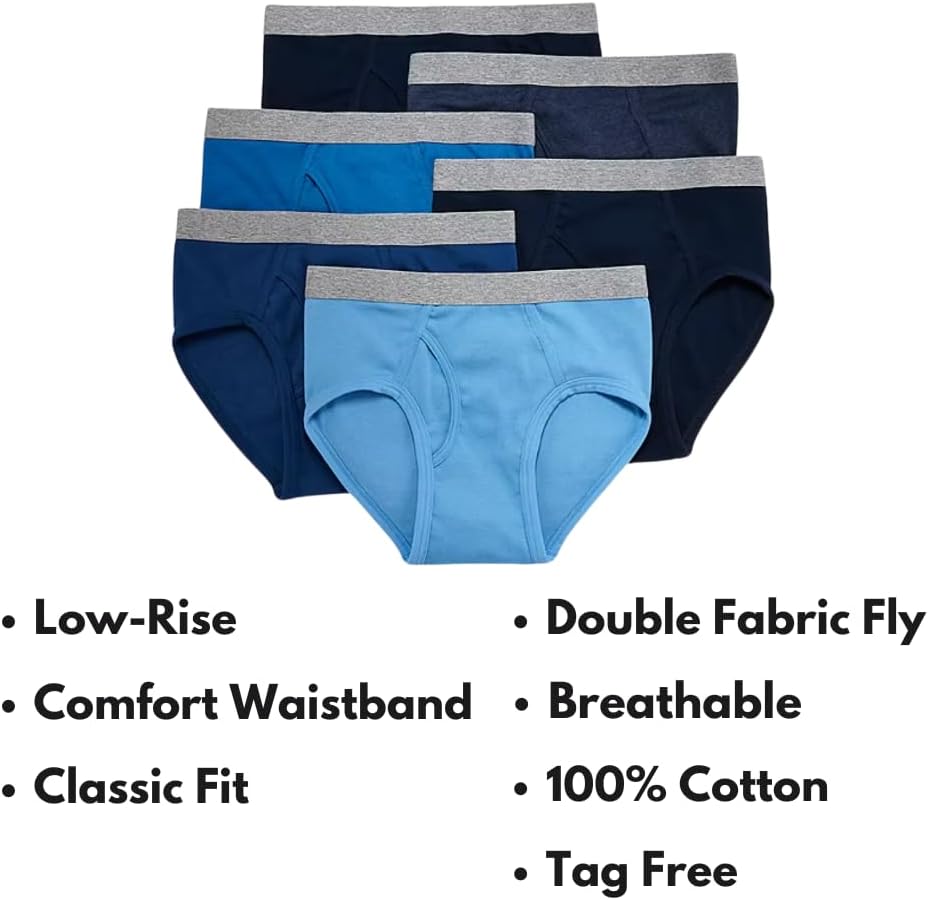 Stafford Low-Rise Briefs for Men 6-pack 100% Cotton, Men's Underwear, Male Breathable Panties Bulk, Comfortable Underpants