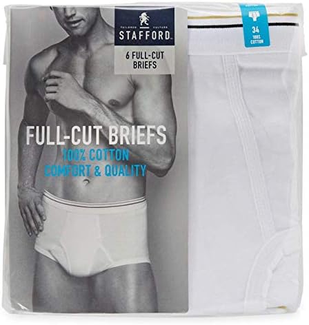 Stafford 6 Pack 100% Cotton Full-Cut Briefs Size