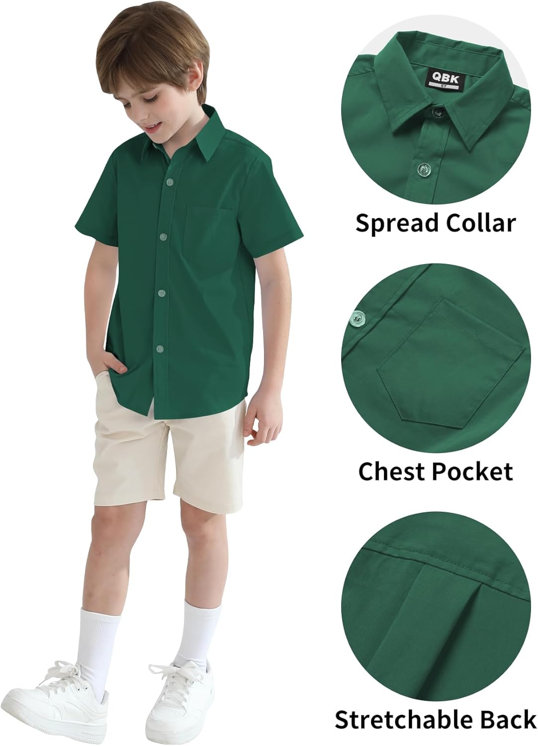 2T-16Y Boys' Short Sleeve Button Down Toddler Dress Shirt Oxford Uniform Shirt with Chest Pocket