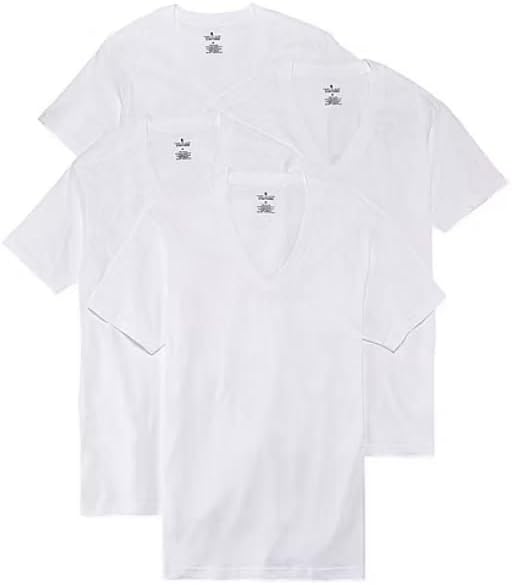 Stafford 4-Pack Men's Blended Cotton V-Neck T-Shirts White (L)