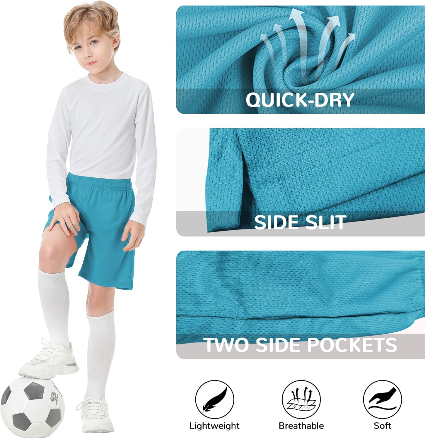 QBK Toddler to Youth Athletic Shorts for Boys and Girls Soccer Basketball Sports