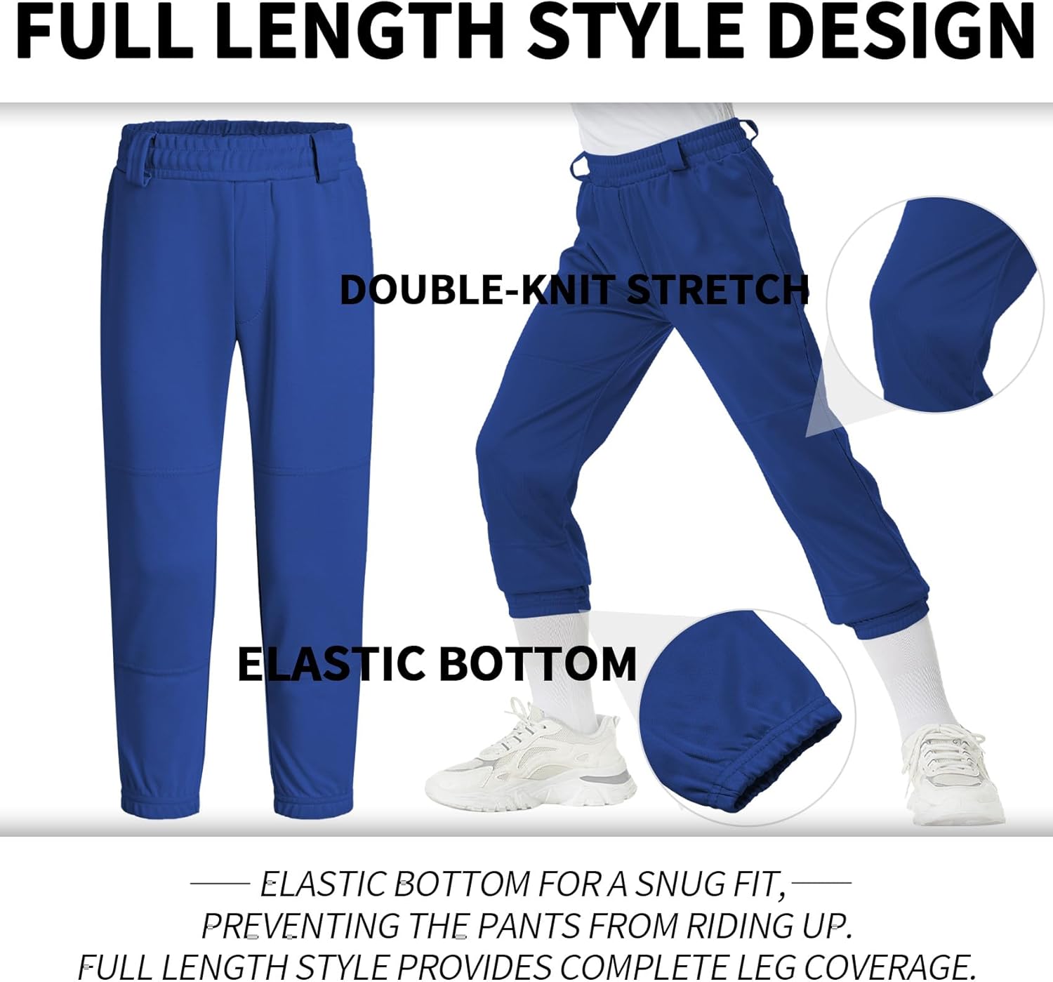 QBK 2T/3T/4T/5T to Youth Toddler Boys Baseball Pants Girl Softball Pants Kids Tee Ball Pants with Side Piping/Braid