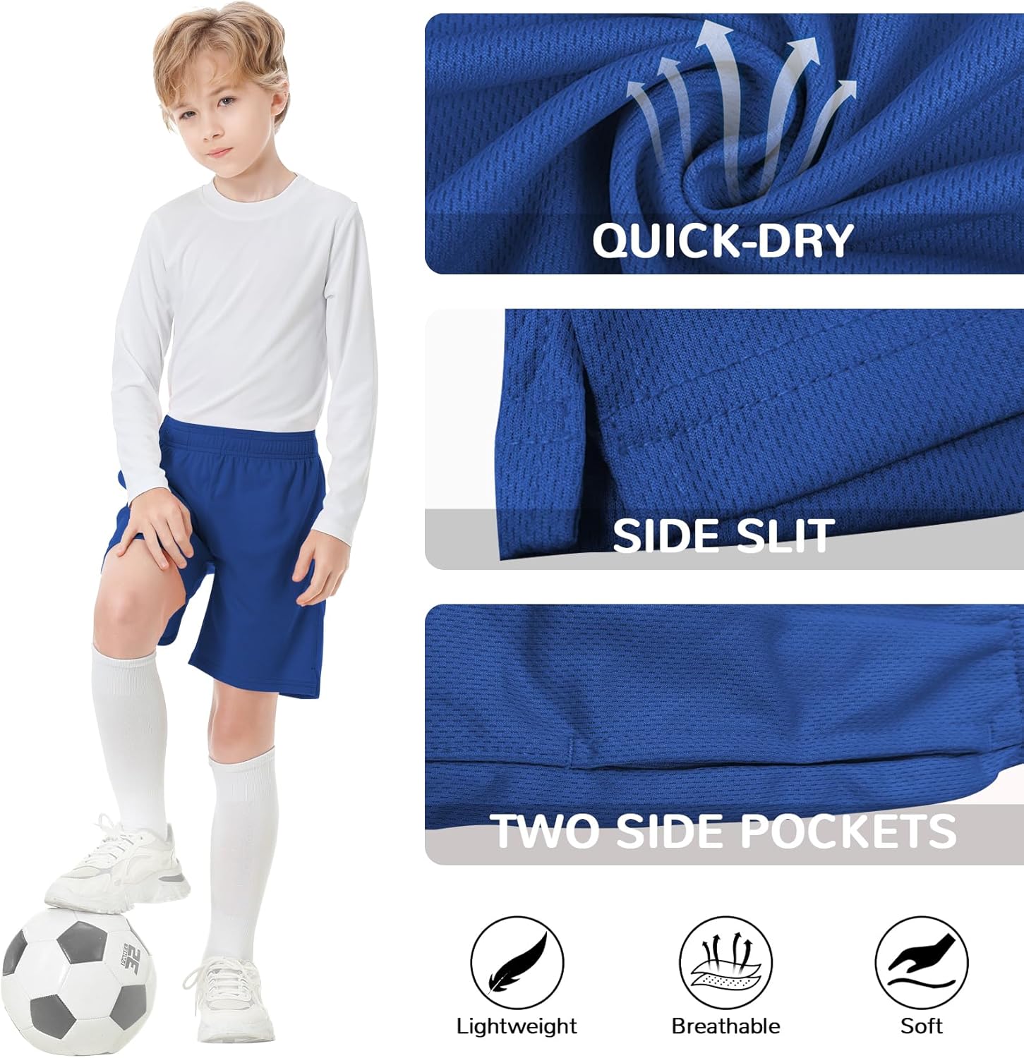 QBK Toddler to Youth Athletic Shorts for Boys and Girls Soccer Basketball Sports