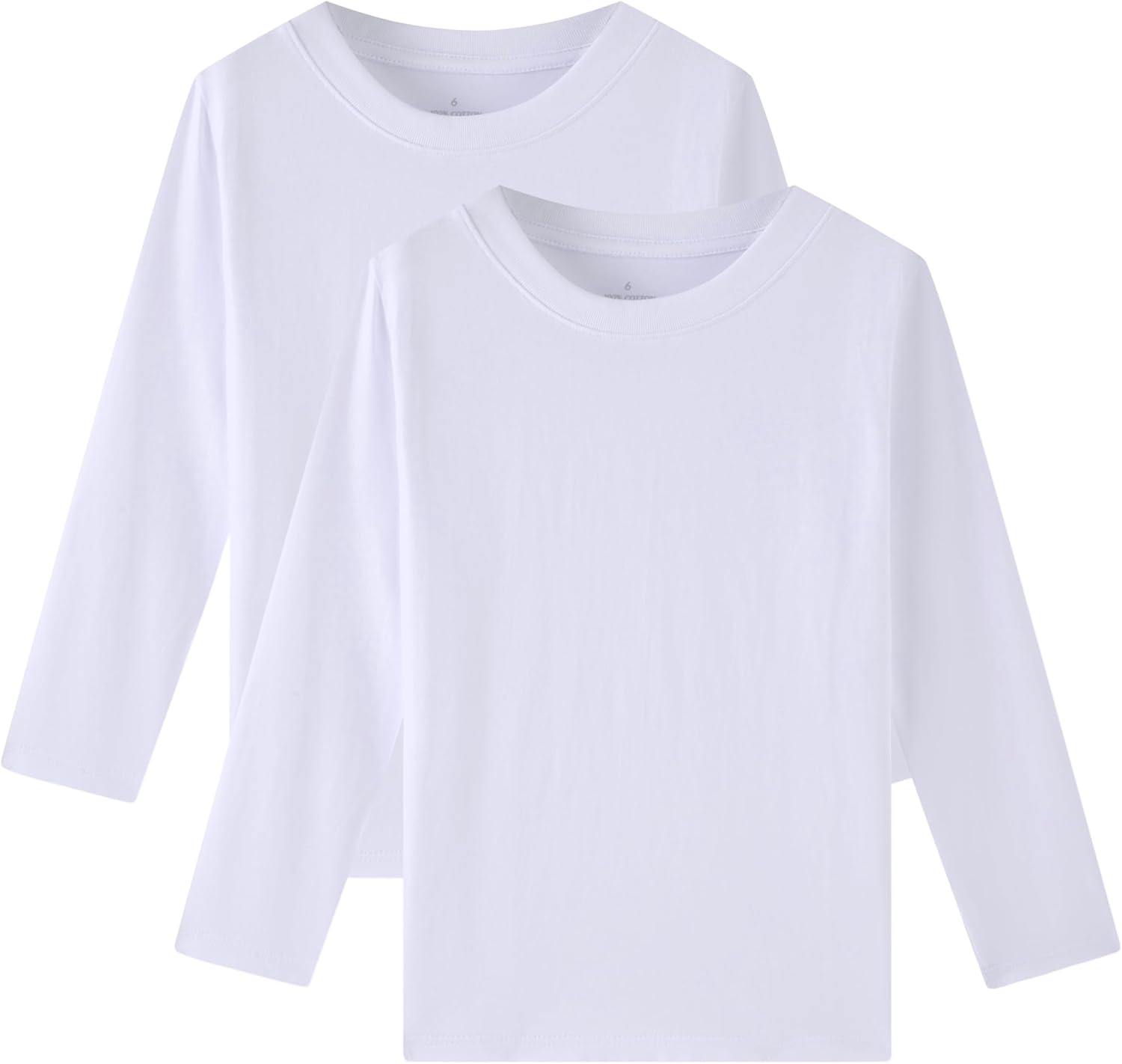 Huata Boys Girls Long Sleeve T-Shirt Unisex Crewneck Tee 2 Packs