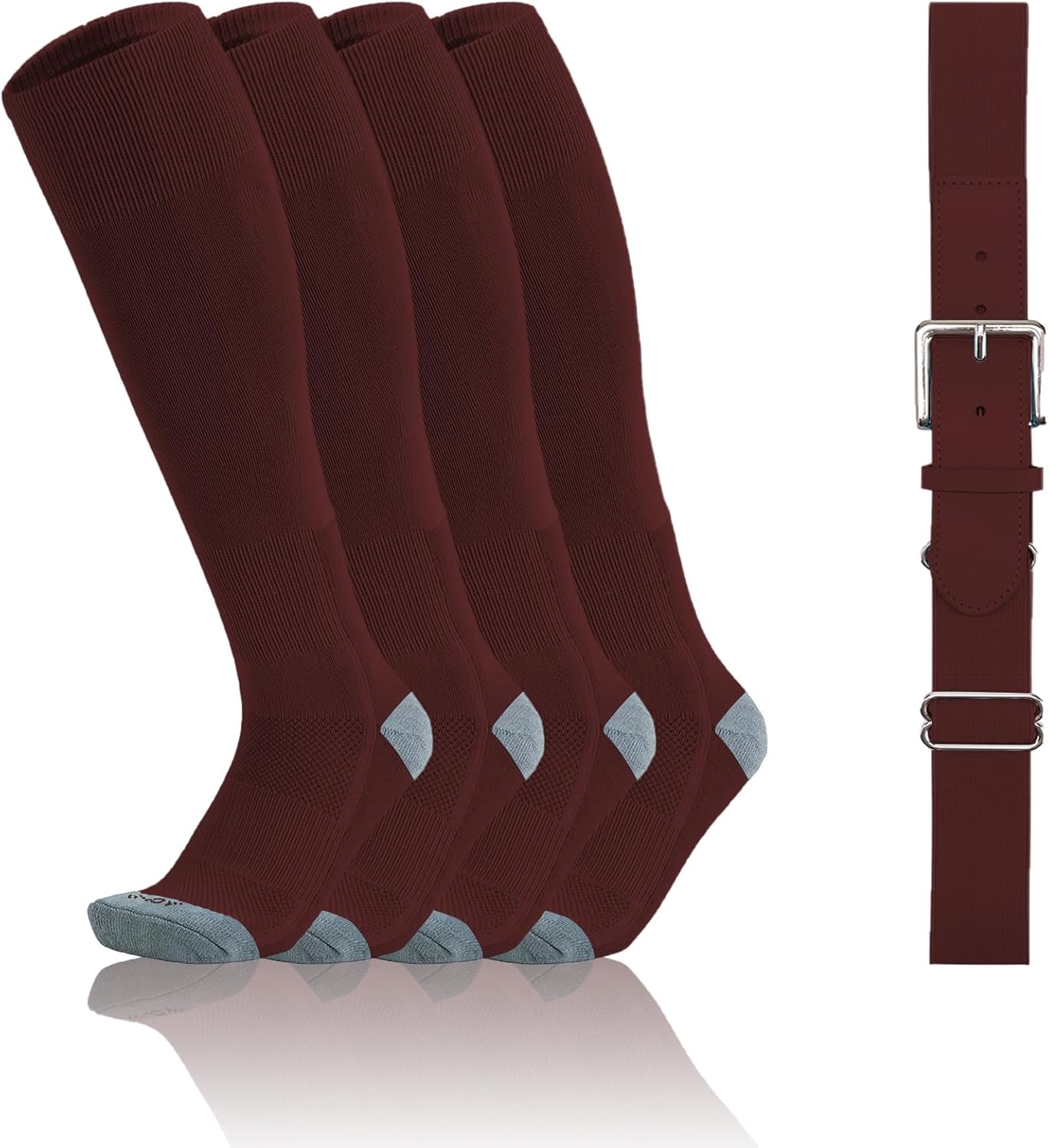 QBK 2-16Y Toddler Baseball Socks And Belt Youth Softball Tee Ball Combo Set for Boy Girl (2 Pairs of Socks & 1 Belt)