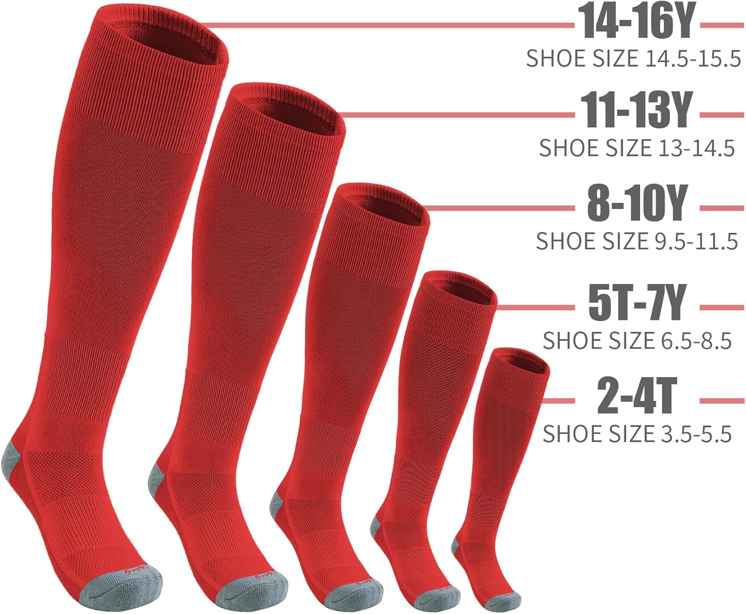 QBK Toddler Baseball Socks Youth Softball Tee Ball Kids Soccer Socks for Boy Girl 2 Pairs