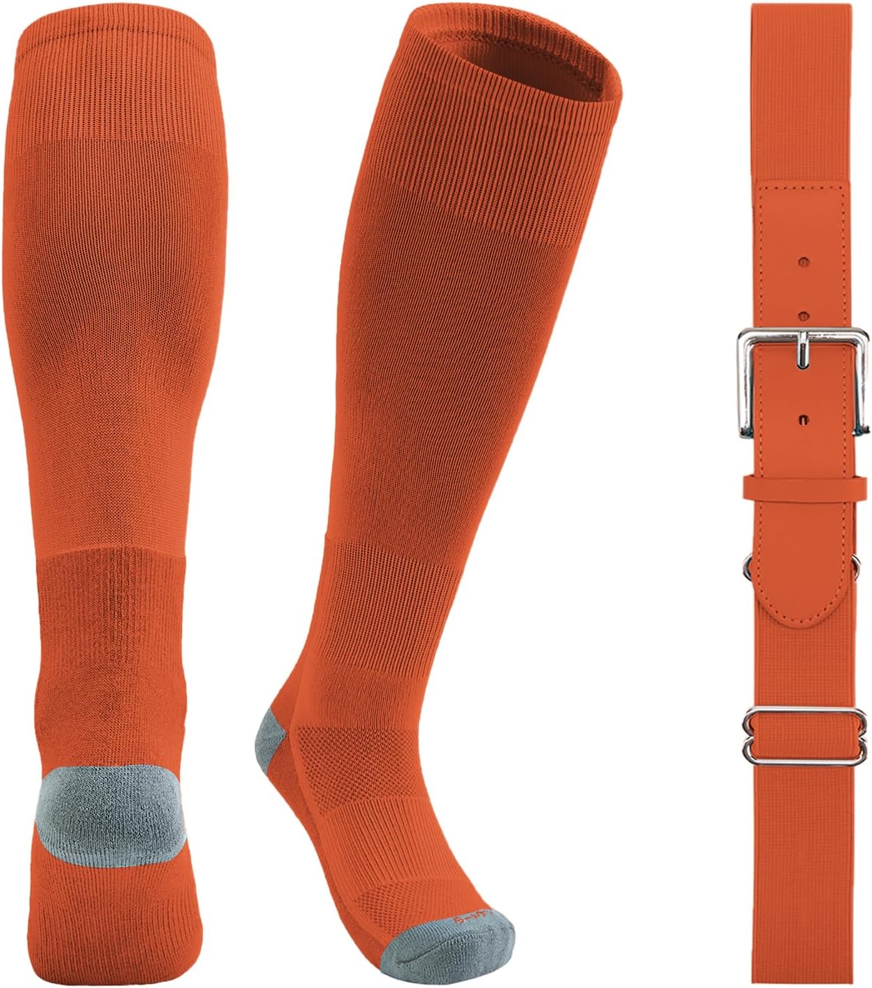 QBK Youth Baseball Socks & Belt Combo Set for Kids 2-16 Years -Softball/Tee Ball Accessories (1 Pair + 1 Belt, Unisex)