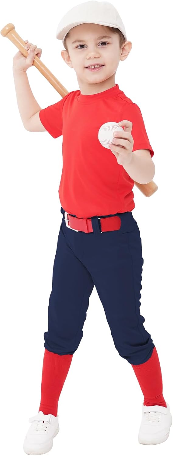 QBK 2T-17Y Toddler Baseball Pants Youth Softball Pants Kids Tee Ball Pants for Boy Girl