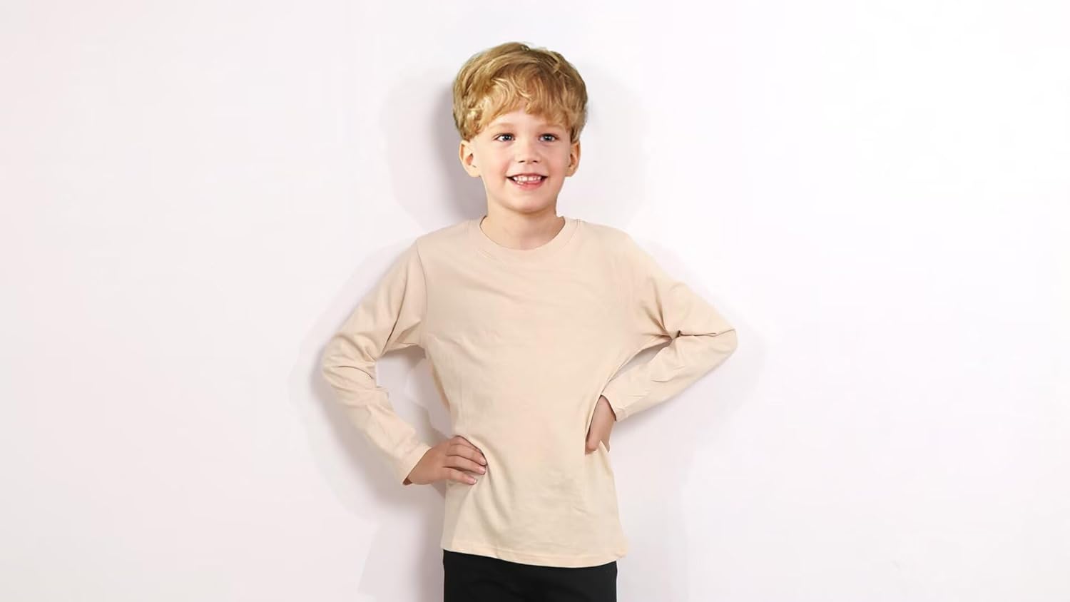 Huata 2 Packs Boys Girls T-Shirt Long Sleeve Crewneck Tee