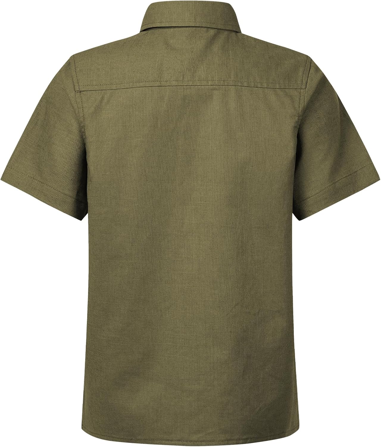 QBK Boys' Cotton Linen Short Sleeve Classic Button Down Shirts Boys Dress Shirt with Chest Pocket for 2T-16 Years