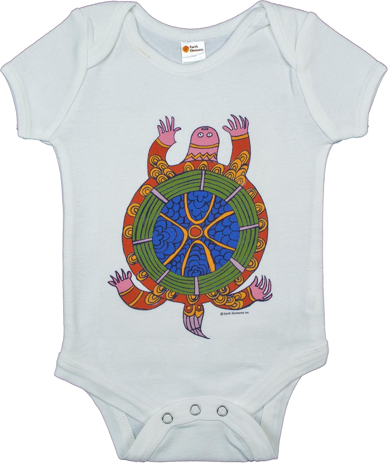 Earth Elements Baby Boys’ Short Sleeve Bodysuit - Ornamental Turtle