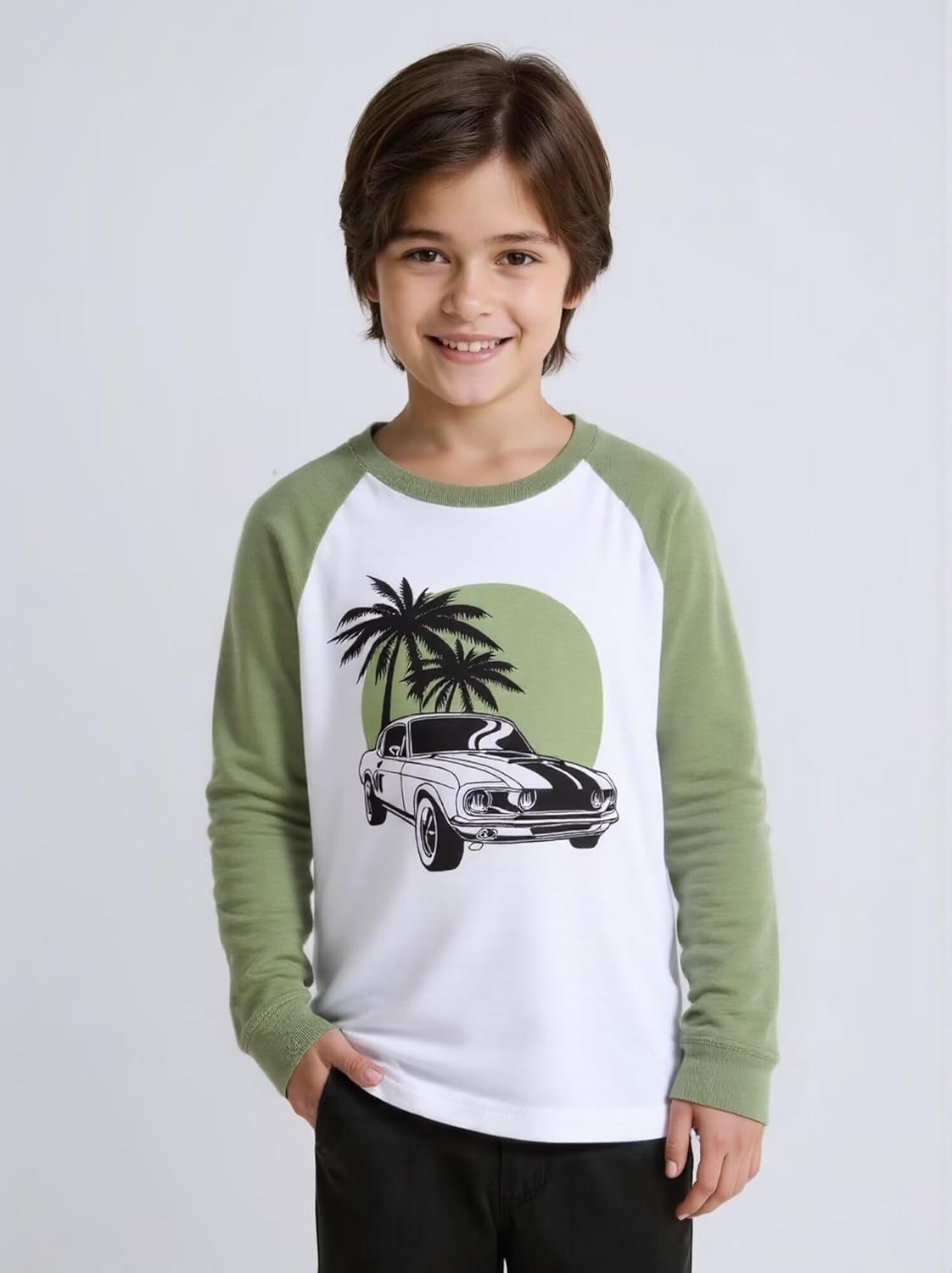 Huata 2 Packs Boys Girls T-Shirt Long Sleeve Crewneck Tee