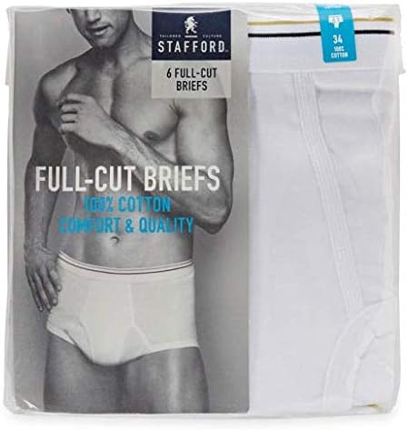 Stafford 6 Pack 100% Cotton Full-Cut Briefs White