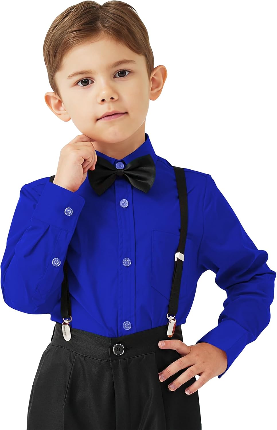 9 Month-16Y Boys' Long Sleeve Button Down Toddler Dress Shirt Oxford Uniform Shirt with Chest Pocket