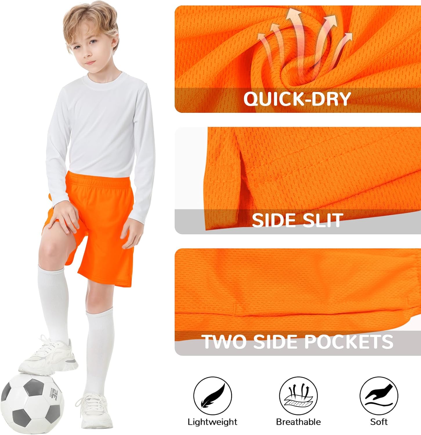QBK Toddler to Youth Athletic Shorts for Boys and Girls Soccer Basketball Sports