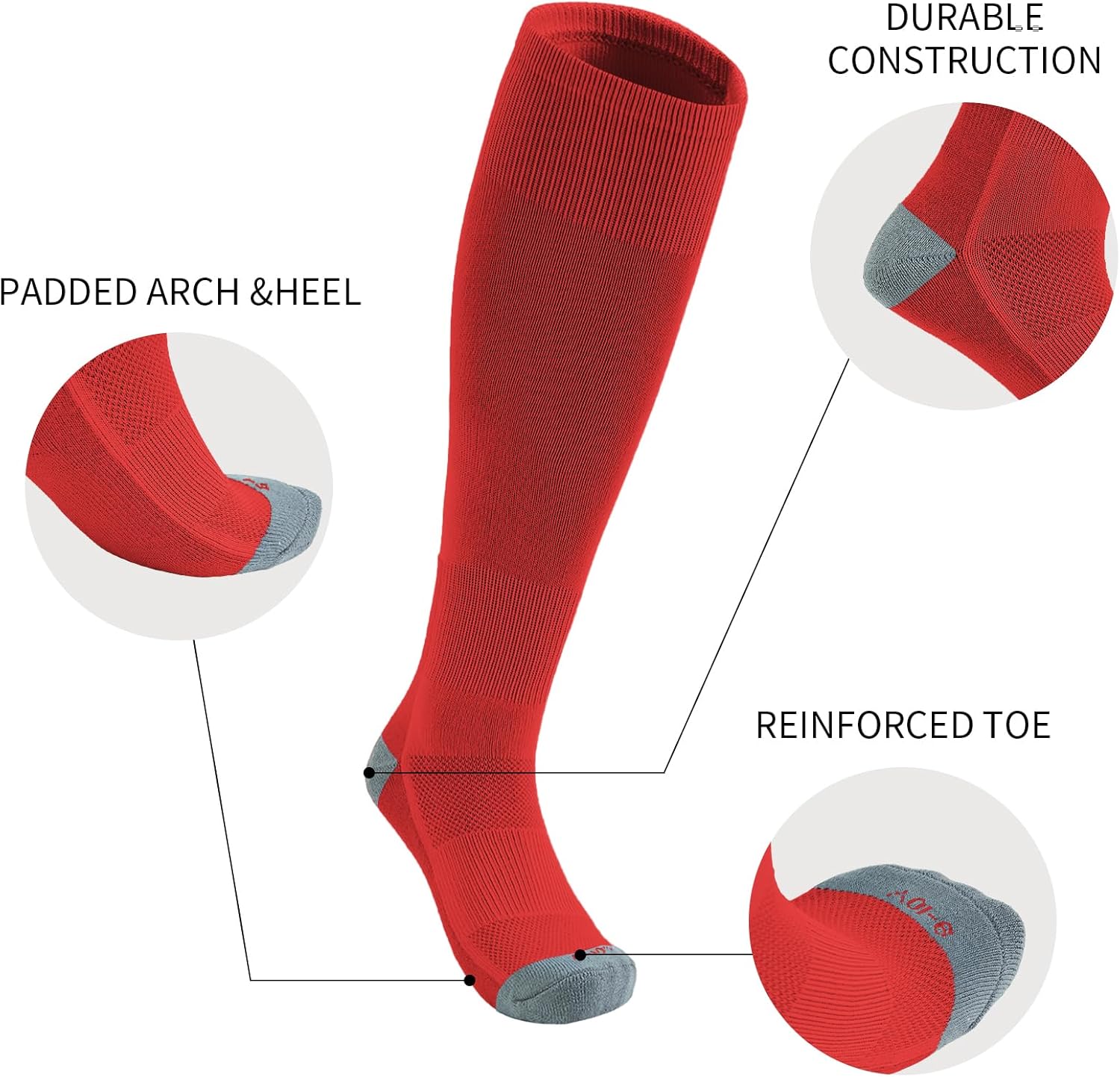 QBK Toddler Baseball Socks Youth Softball Tee Ball Kids Soccer Socks for Boy Girl 2 Pairs